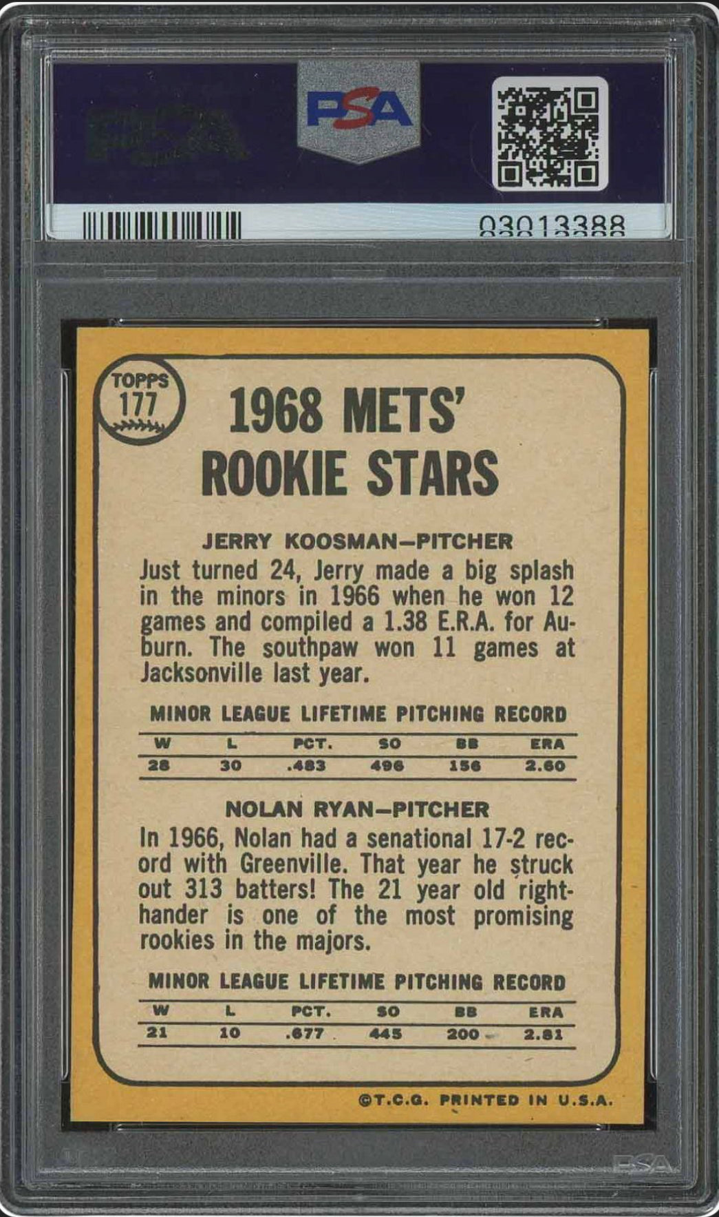 1968 Topps #177 Mets Rookies PSA 8