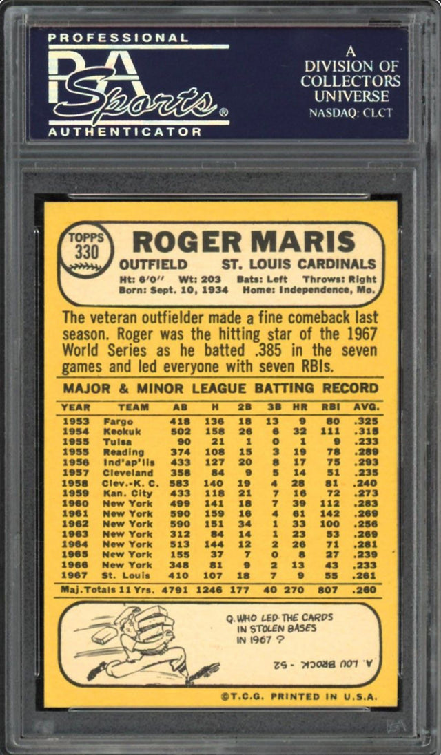 1968 Topps #330 Roger Maris PSA 9
