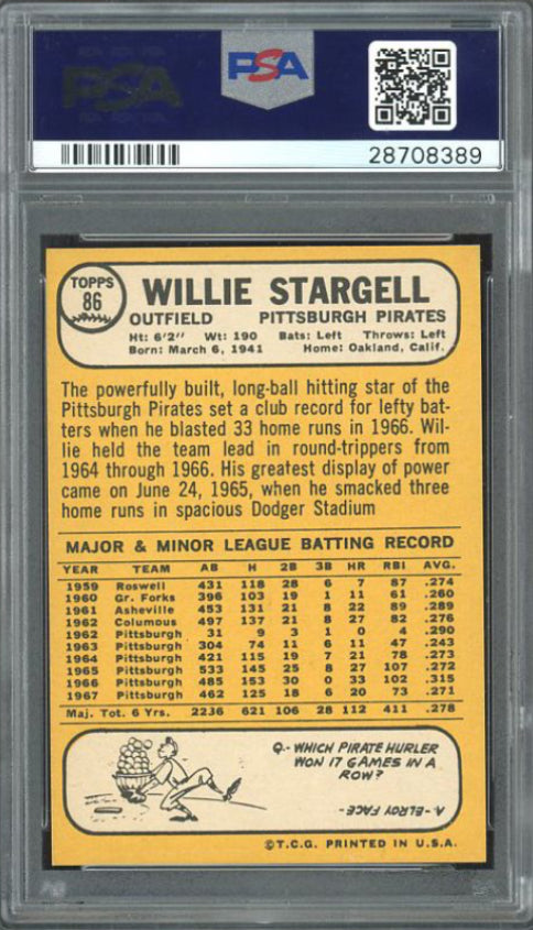 1968 Topps #86 Willie Stargell PSA 10