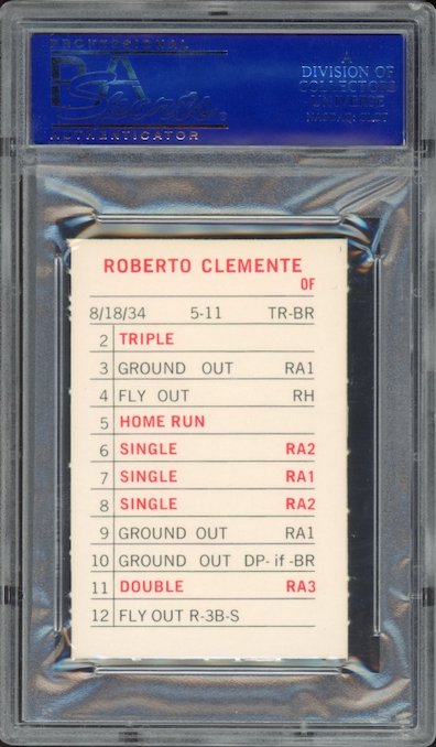 1969 Milton Bradley Roberto Clemente PSA NM-MT 8