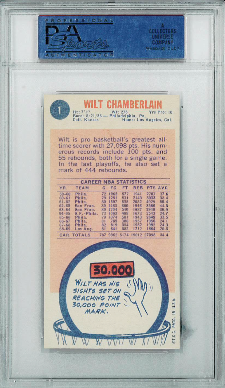 1969 Topps #1 Wilt Chamberlain PSA NM 7