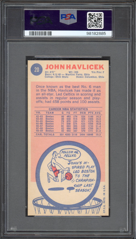 1969 Topps #20 John Havlicek ROOKIE PSA NM-MT+ 8.5