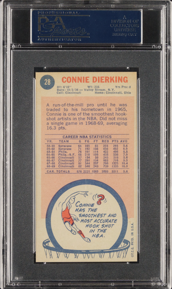 1969 Topps #28 Connie Dierking PSA 8