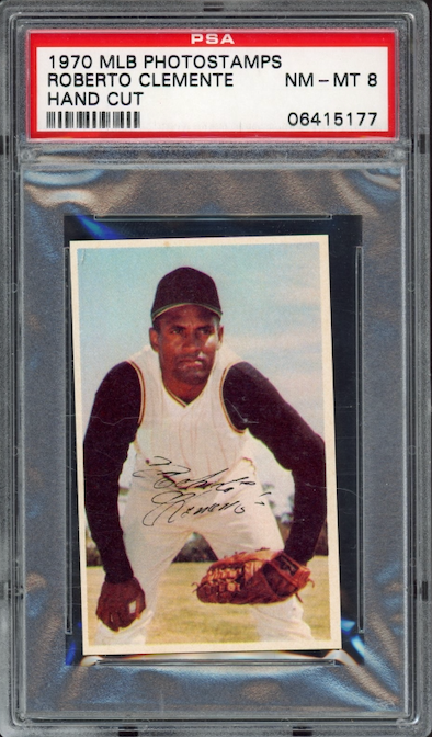 1970 MLB Photostamps Roberto Clemente Hand Cut PSA NM-MT 8