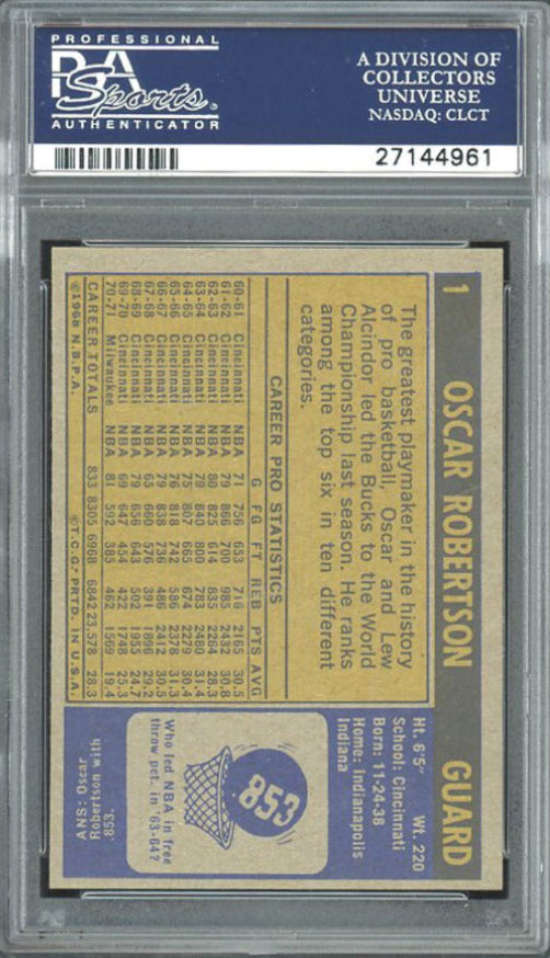 1971 Topps #1 Oscar Robertson PSA 8