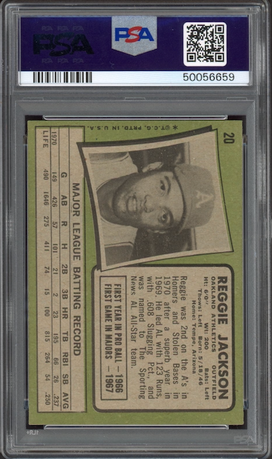 1971 Topps #20 Reggie Jackson PSA NM-MT 8