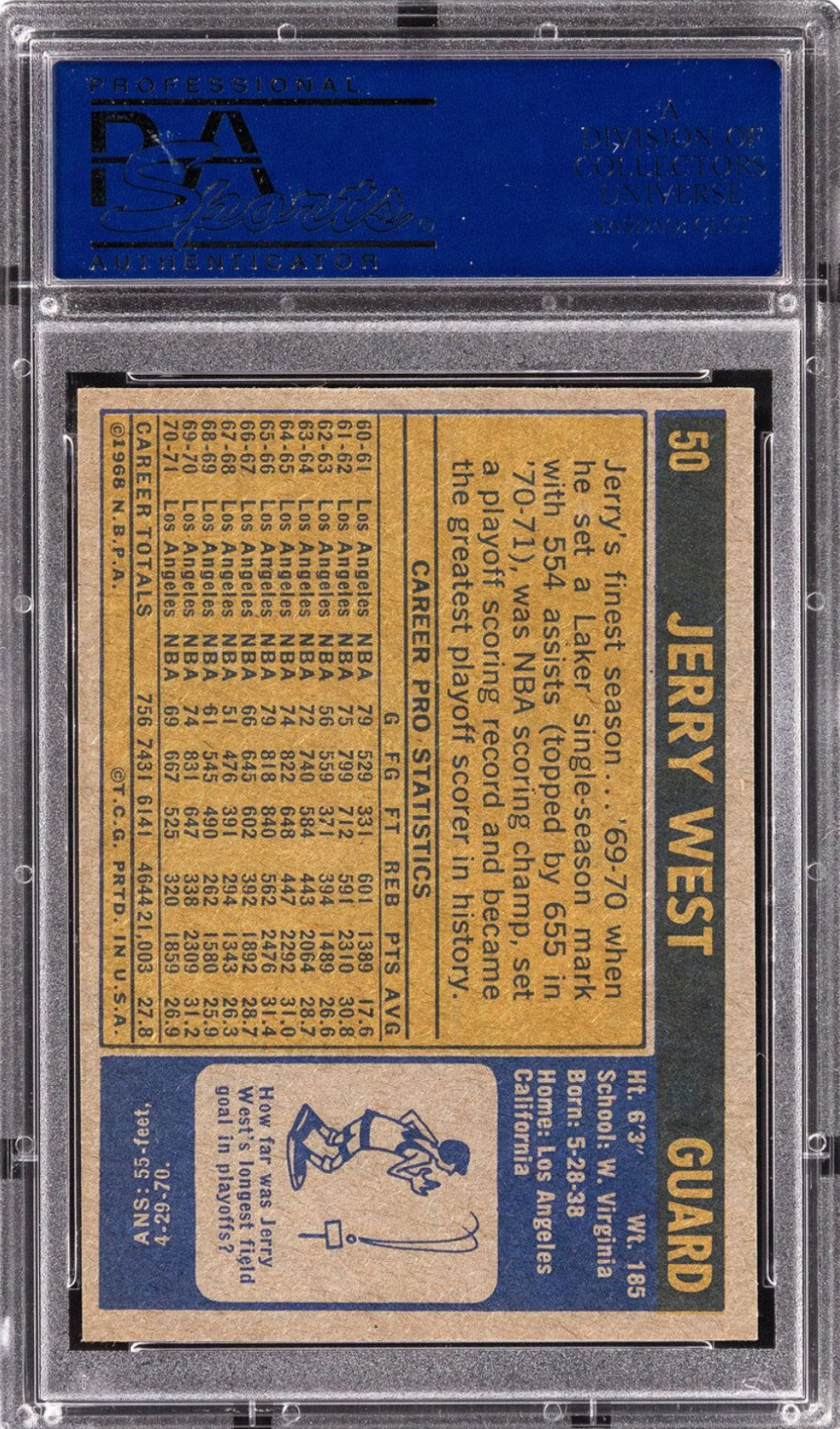 1971 Topps #50 Jerry West PSA MINT 9