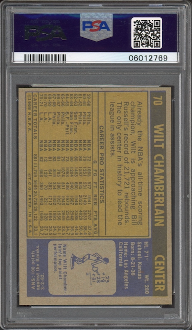 1971 Topps #70 Wilt Chamberlain PSA MINT 9