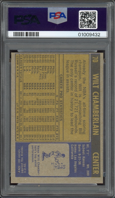 1971 Topps #70 Wilt Chamberlain PSA MINT 9