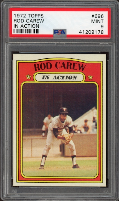 1972 Topps #696 Rod Carew In Action PSA MINT 9