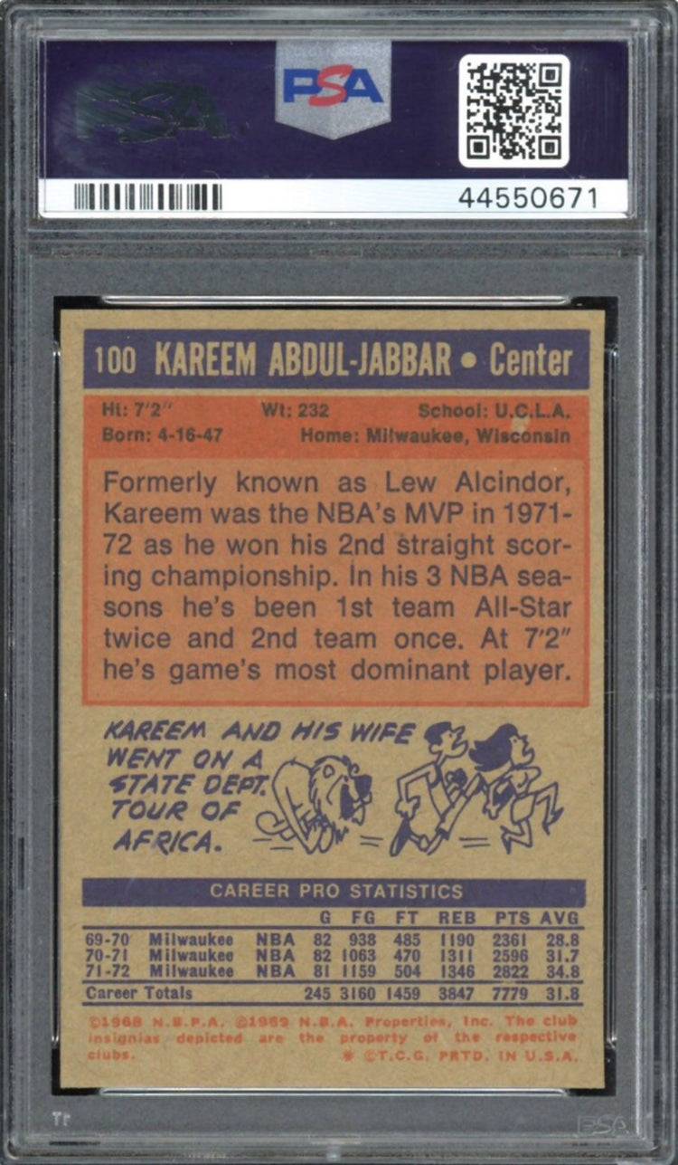 1972 Topps #100 Kareem Abdul-Jabbar PSA 9