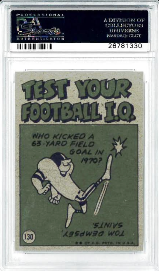 1972 Topps #130 Bill Nelsen In Action PSA 9