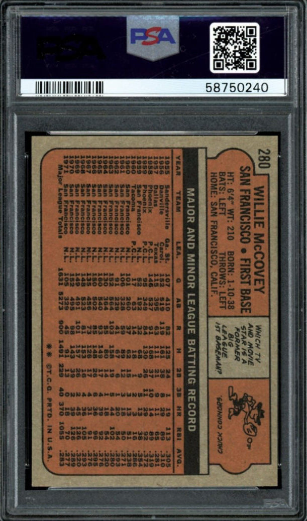 1972 Topps #280 Willie McCovey PSA 9
