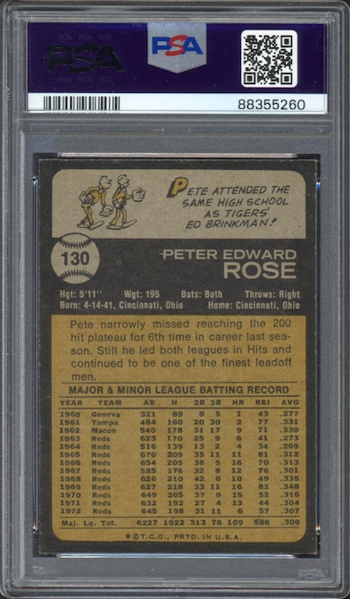 1973 Topps #130 Pete Rose PSA MINT 9