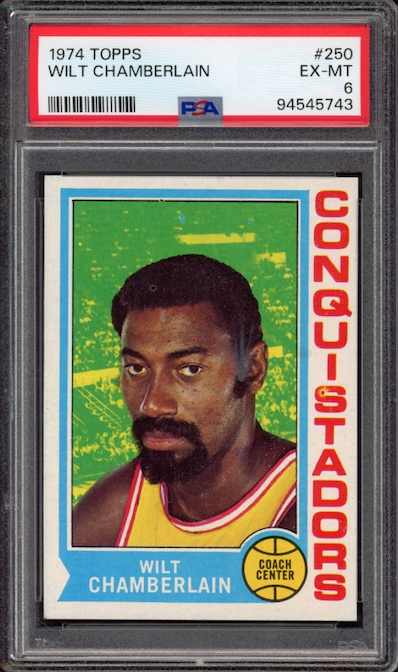 1974 Topps #250 Wilt Chamberlain PSA EX-MT 6