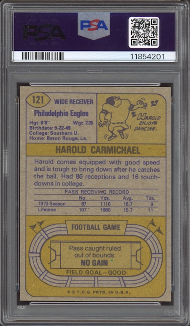 1974 Topps #121 Harold Carmichael ROOKIE PSA MINT 9