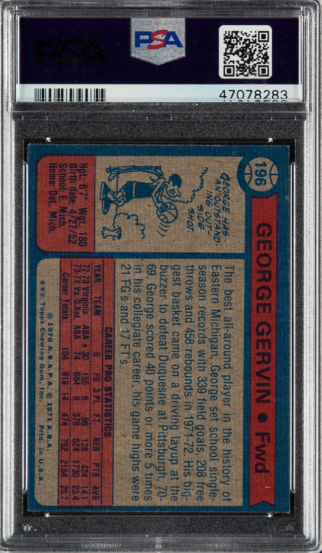 1974 Topps #196 George Gervin PSA 9