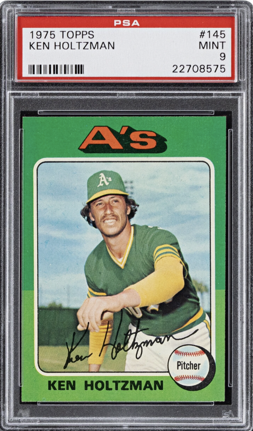 1975 Topps #145 Ken Holtzman PSA 9