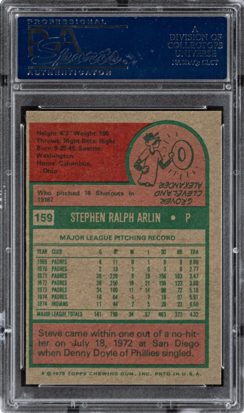 1975 Topps #159 Steve Arlin PSA MINT 9