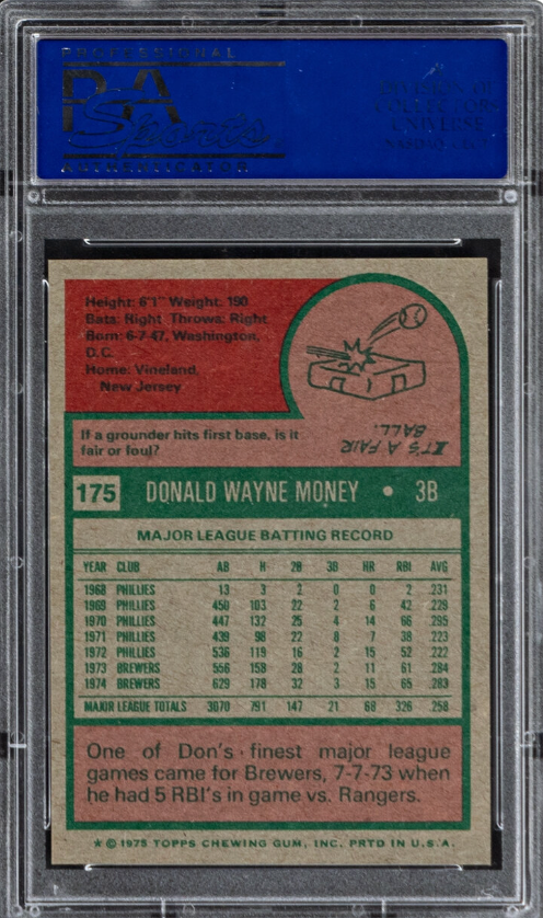 1975 Topps #175 Don Money PSA MINT 9