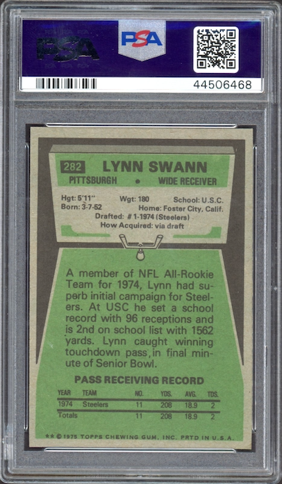 1975 Topps #282 Lynn Swann ROOKIE PSA MINT 9