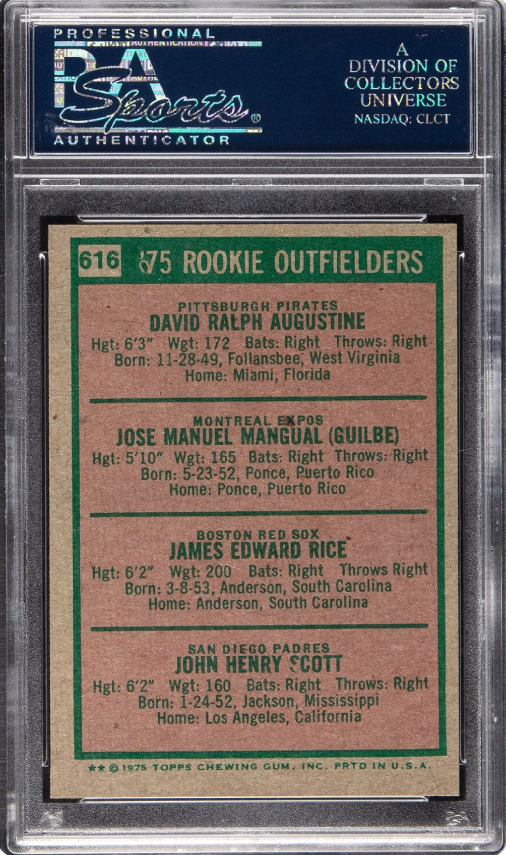 1975 Topps #616 Rookie Outfielders PSA 10