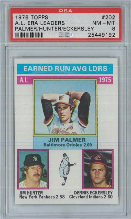 1976 Topps #202 A.L. ERA Leaders PSA NM-MT 8