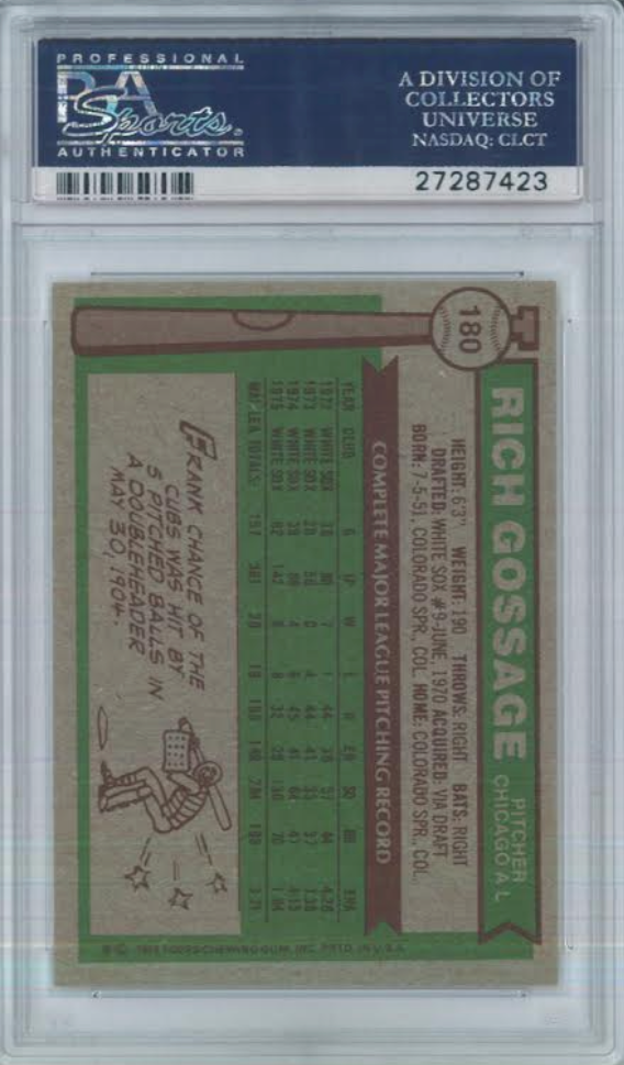 1976 Topps #180 Rich Gossage PSA 9