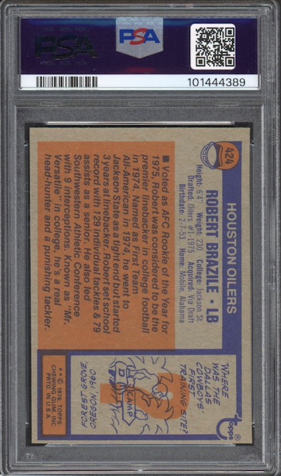 1976 Topps #424 Robert Brazile ROOKIE PSA MINT 9