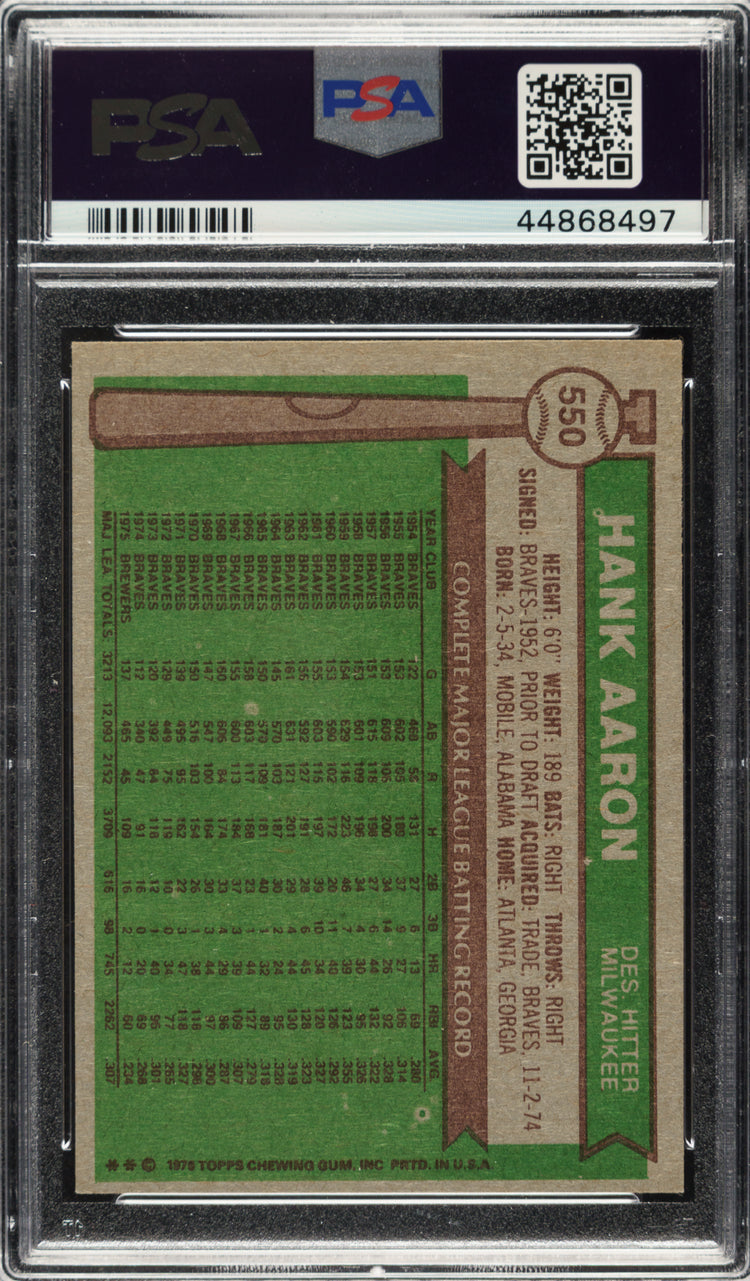 1976 Topps #550 Hank Aaron PSA NM-MT 8