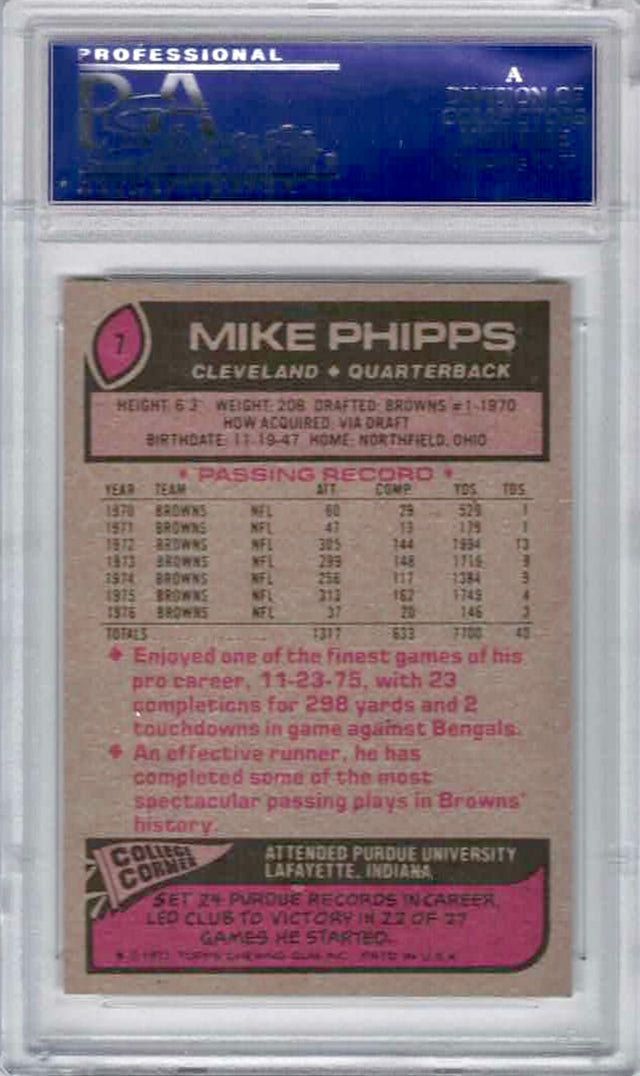 1977 Topps #7 Mike Phipps PSA 8