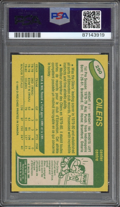 1980 O-Pee-Chee #250 Wayne Gretzky PSA MINT 9