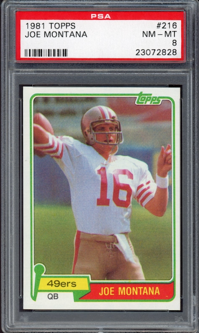 1981 Topps #216 Joe Montana ROOKIE PSA NM-MT 8