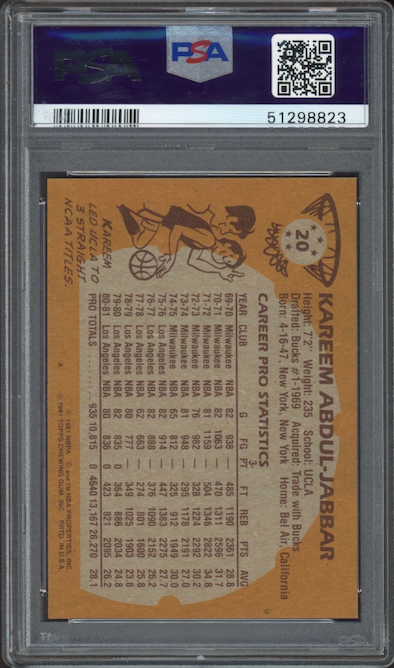 1981 Topps #20 Kareem Abdul-Jabbar PSA GEM MINT 10