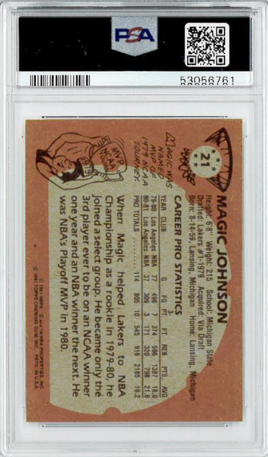 1981 Topps #21 Magic Johnson PSA 8