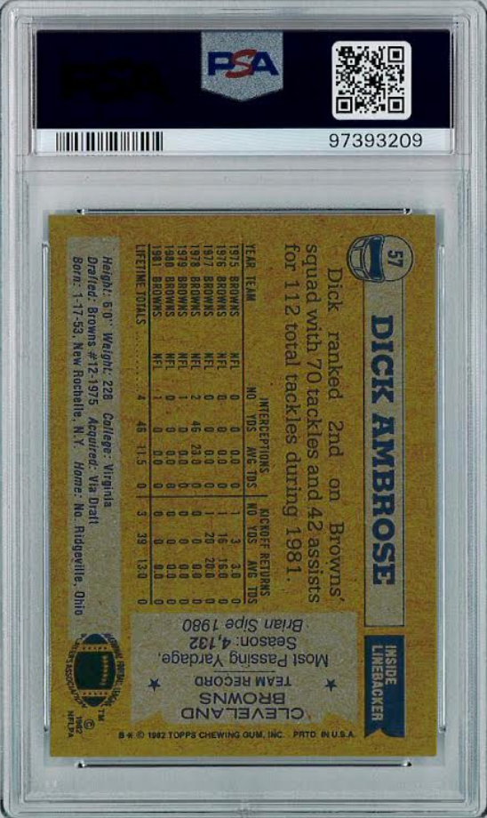 1982 Topps #57 Dick Ambrose PSA 10