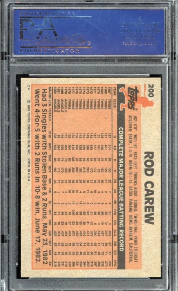 1983 Topps #200 Rod Carew PSA 10