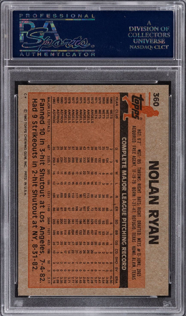 1983 Topps #360 Nolan Ryan PSA 10