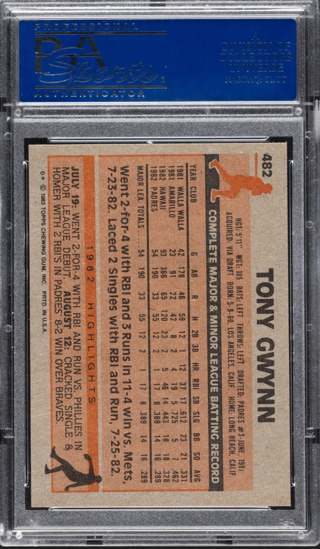 1983 Topps #482 Tony Gwynn ROOKIE PSA MINT 9