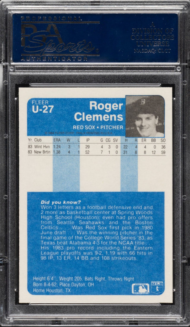 1984 Fleer Update #U-27 Roger Clemens PSA 10