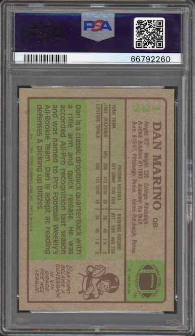 1984 Topps #123 Dan Marino ROOKIE PSA MINT 9