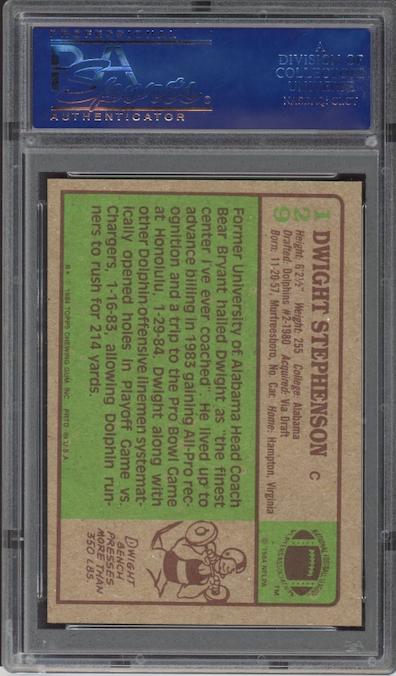 1984 Topps #129 Dwight Stephenson ROOKIE PSA MINT 9