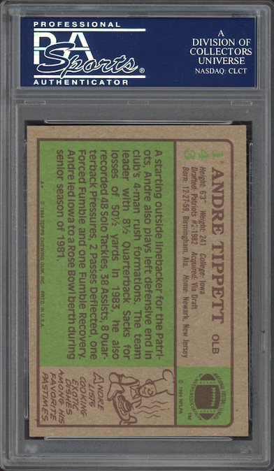 1984 Topps #143 Andre Tippett ROOKIE PSA MINT 9