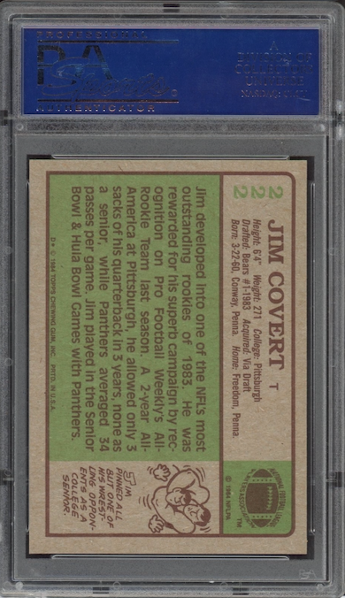 1984 Topps #222 Jim Covert ROOKIE PSA MINT 9