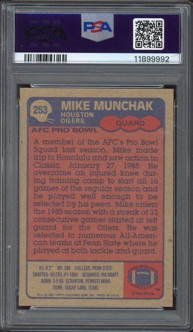 1985 Topps #253 Mike Munchak ROOKIE PSA MINT 9