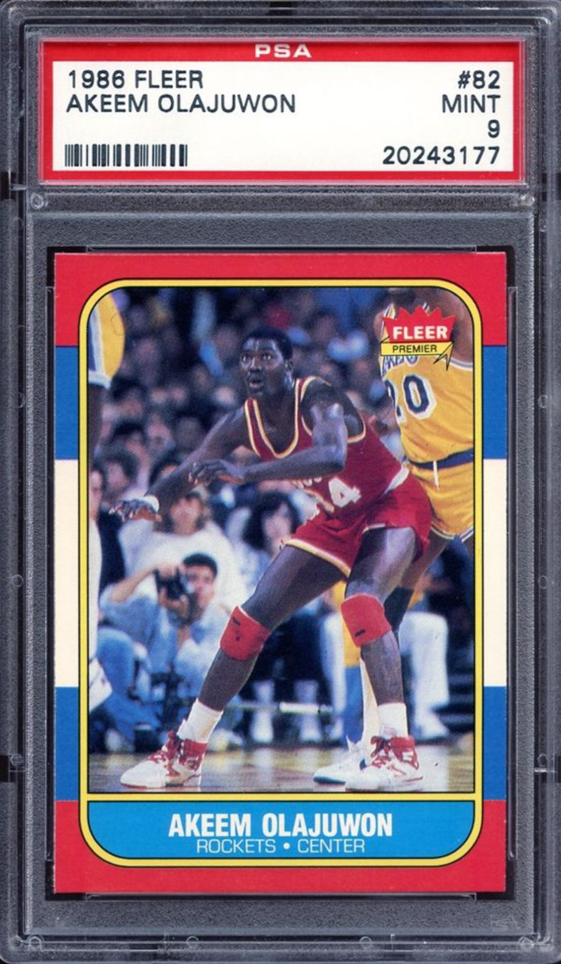 1986 Fleer #82 Hakeem Olajuwon PSA 9
