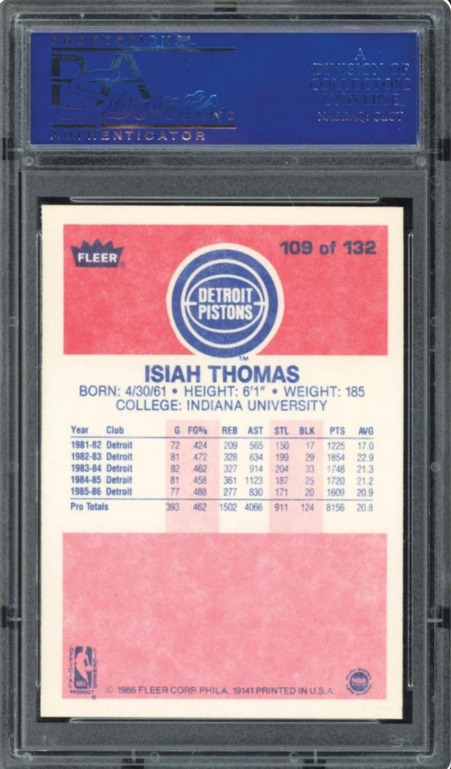 1986 Fleer #109 Isiah Thomas PSA 10