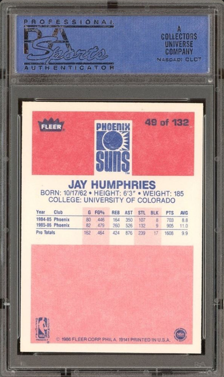1986 Fleer #49 Jay Humphries PSA GEM MINT 10