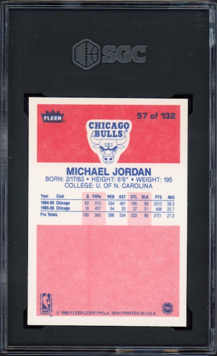 1986 Fleer #57 Michael Jordan ROOKIE SGC MINT+ 9.5