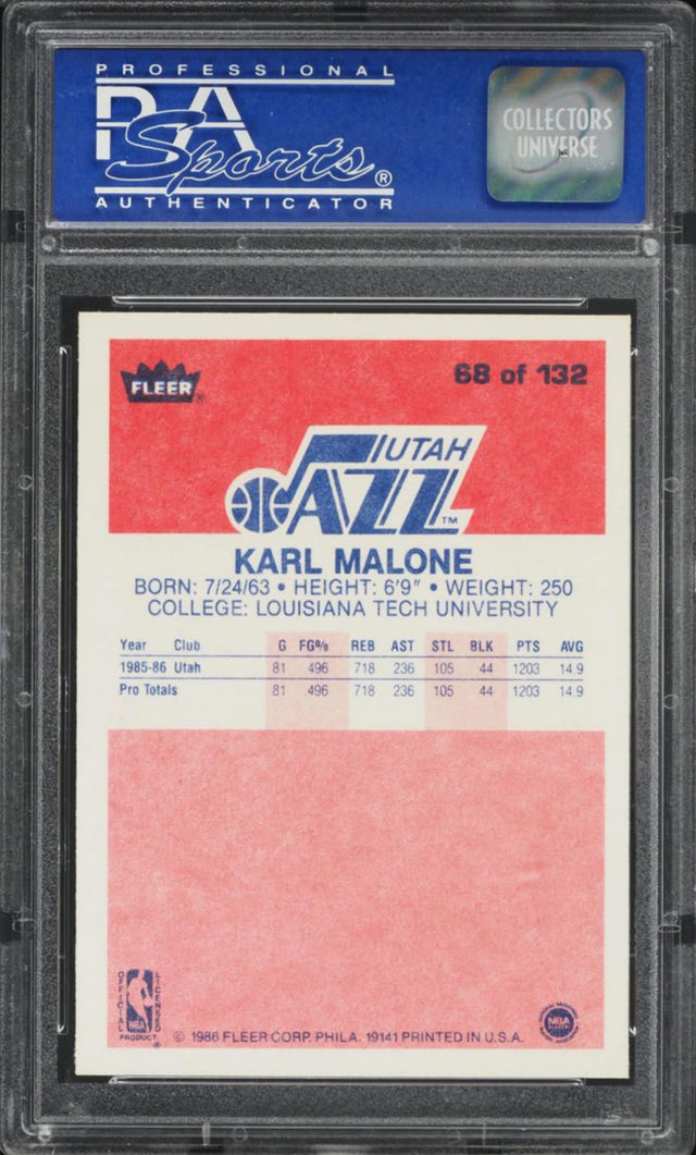 1986 Fleer #68 Karl Malone PSA 10
